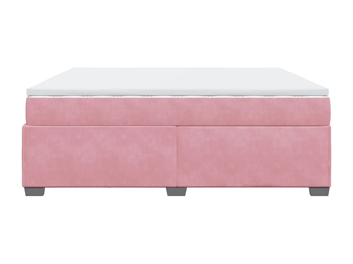 Cama box spring con colchón terciopelo rosa 200x200 cm