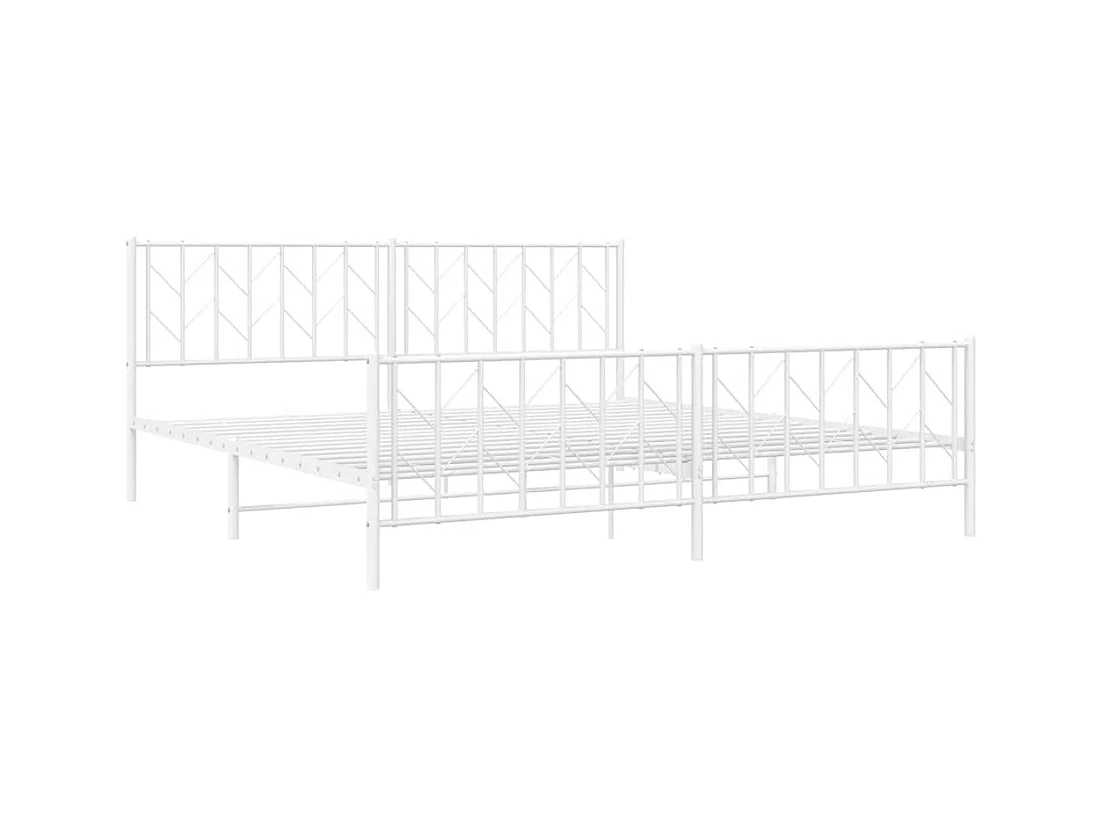 Giroletto con Testiera e Pediera Metallo Bianco 193x203 cm