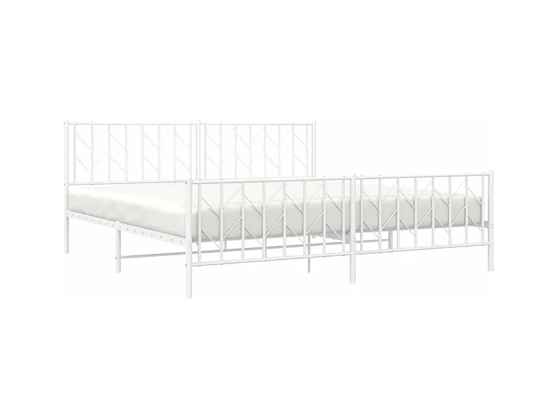 Giroletto con Testiera e Pediera Metallo Bianco 193x203 cm