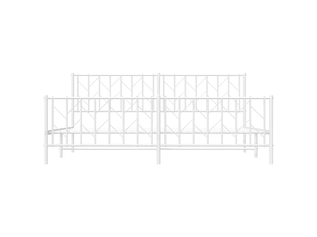 Cadre de lit métal sans matelas et pied de lit blanc 193x203 cm