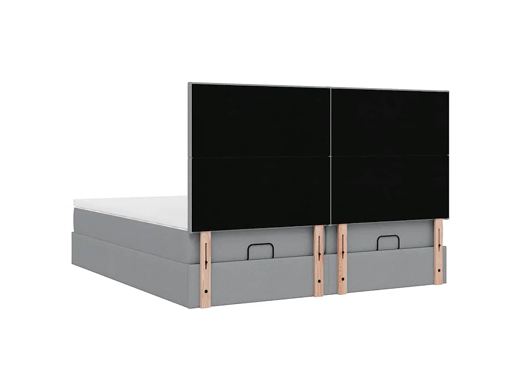 Ottoman bed met matrassen en LED's 200x200cm stof lichtgrijs