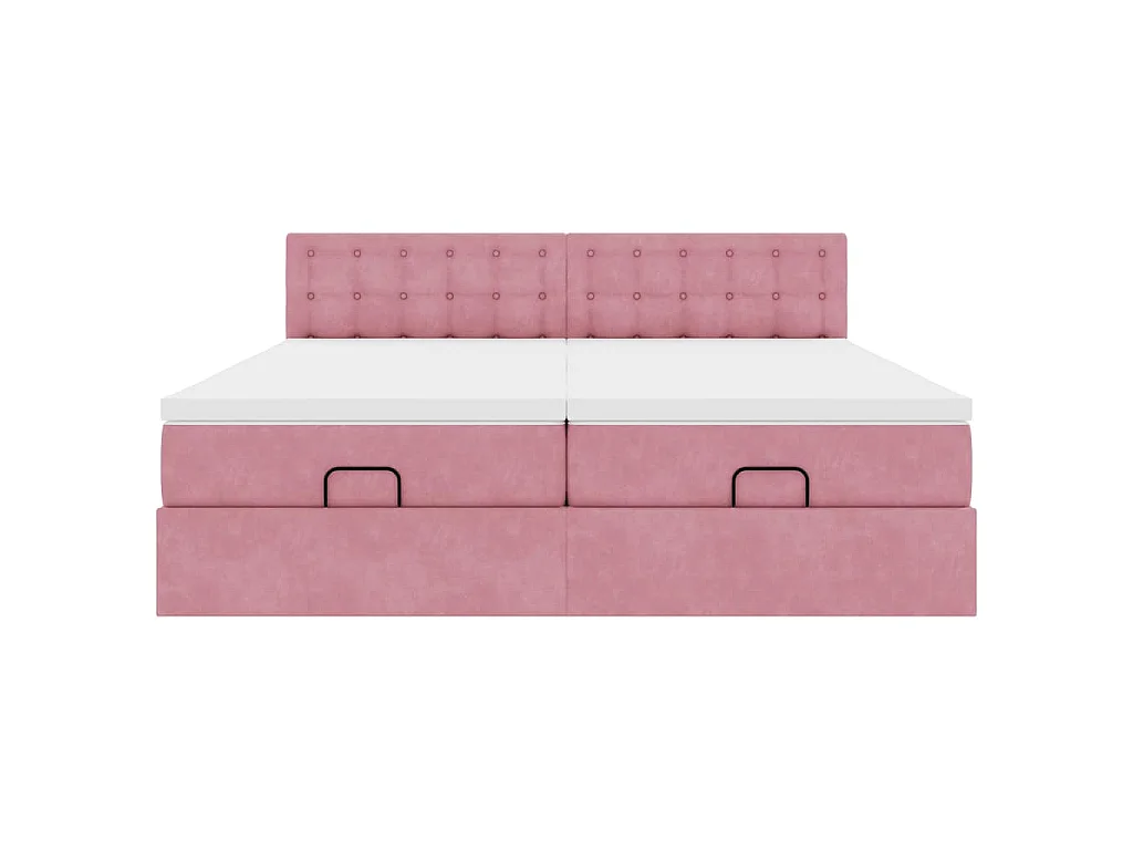 Struttura Letto Pouf con Materassi Rosa 200x200 cm Velluto