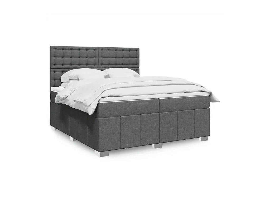 Boxspring met matras stof donkergrijs 200x200 cm