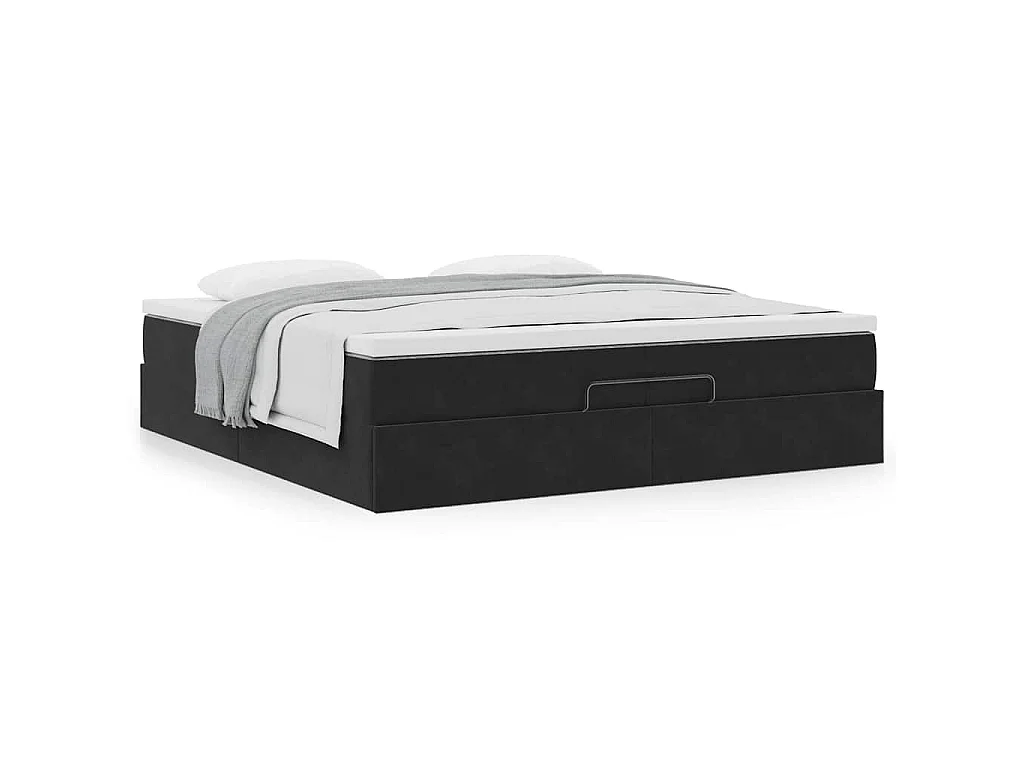 Ottoman bed met matrassen 200x200cm fluweel zwart