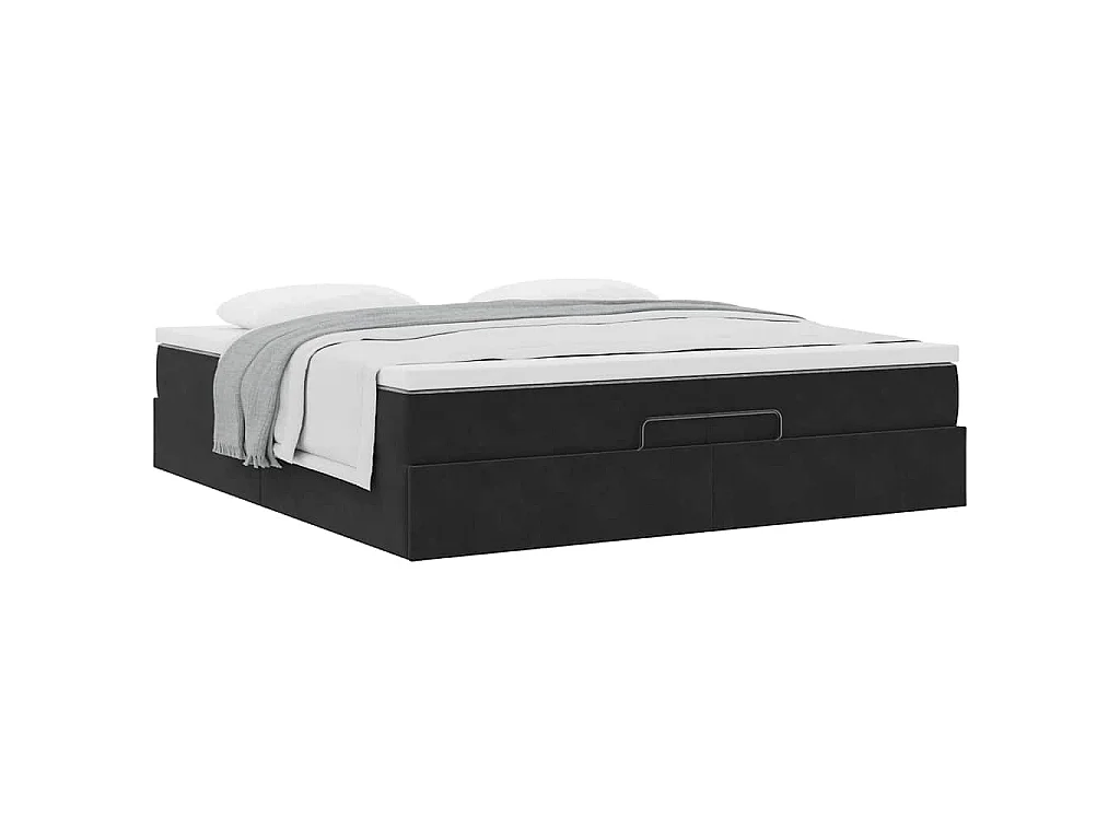 Ottoman bed met matrassen 200x200cm fluweel zwart