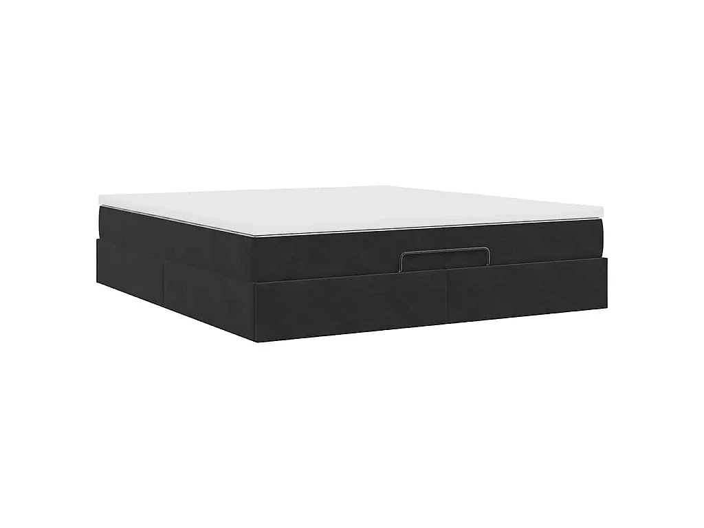 Ottoman bed met matrassen 200x200cm fluweel zwart