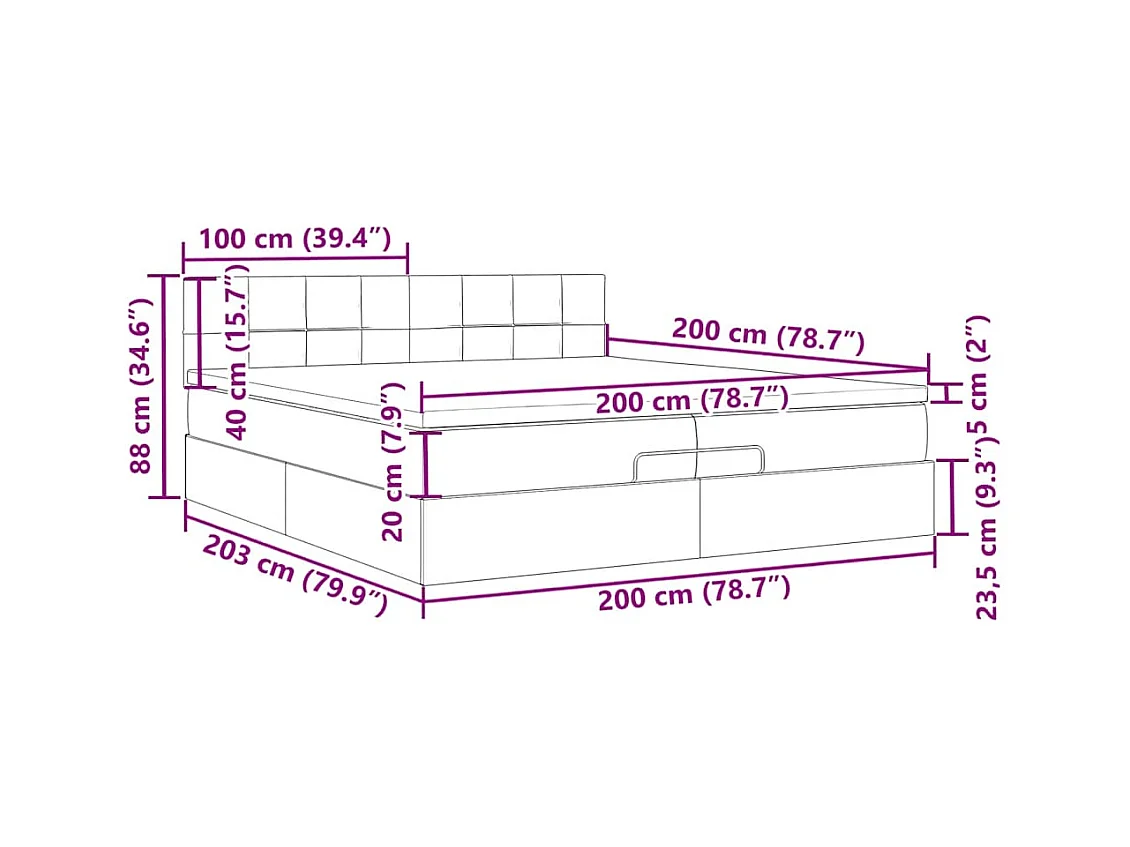 Bed poef met matrassen en leds 200x200 cm fluweel donkerblauw