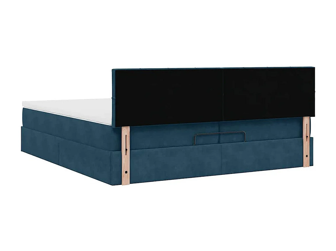 Bed poef met matrassen en leds 200x200 cm fluweel donkerblauw