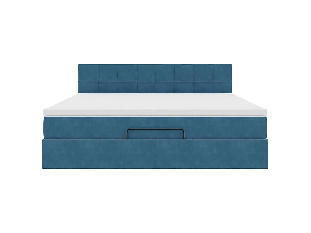 Pouf Letto con Materassi e LED Blu Scuro 200x200cm Velluto