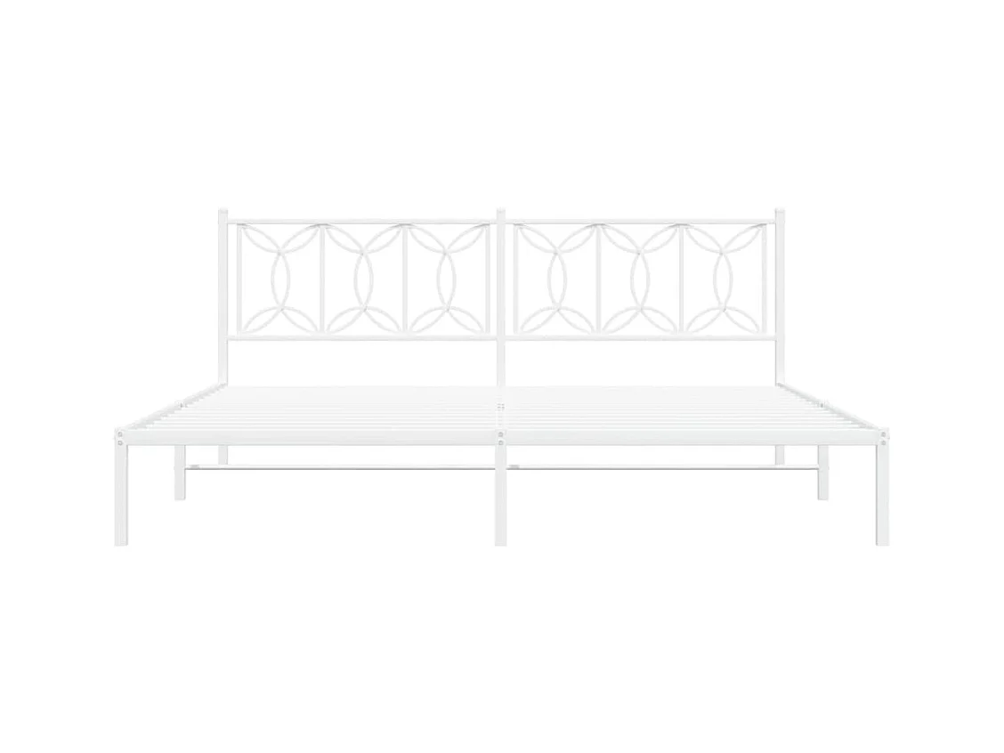 Cadre de lit métal sans matelas et tête de lit blanc 193x203 cm