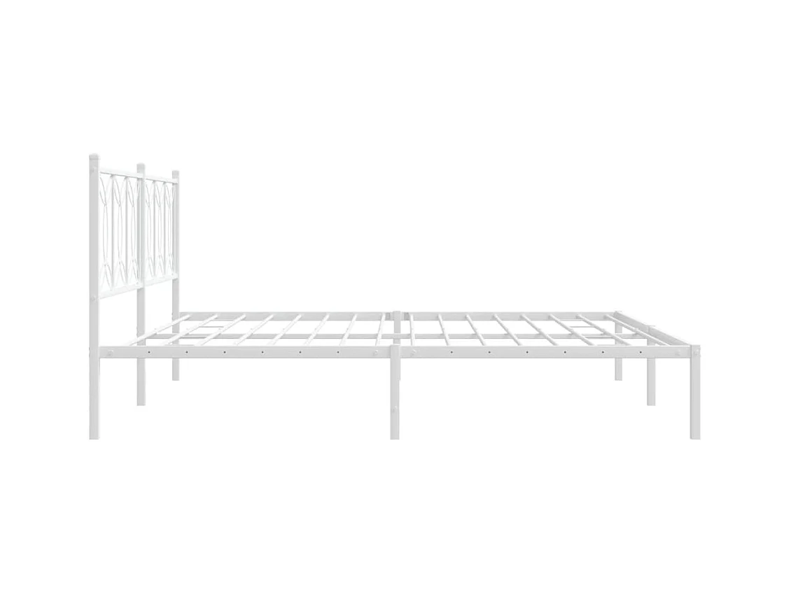 Cadre de lit métal sans matelas et tête de lit blanc 193x203 cm