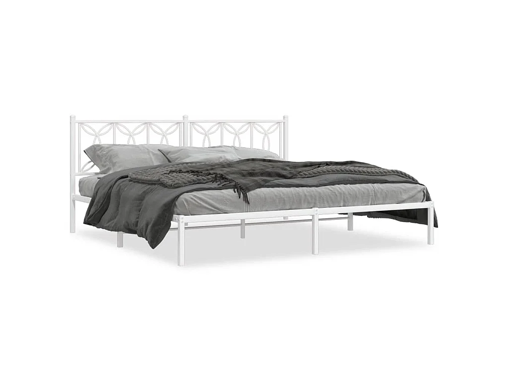Giroletto con Testiera Metallo Bianco 193x203 cm