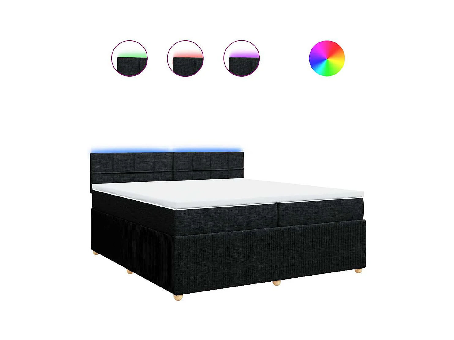 Sommier à lattes de lit avec matelas Noir 200x200 cm Tissu