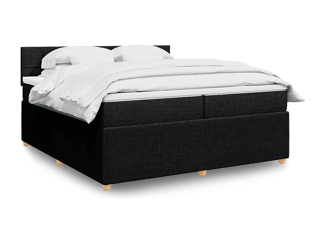 Sommier à lattes de lit avec matelas Noir 200x200 cm Tissu