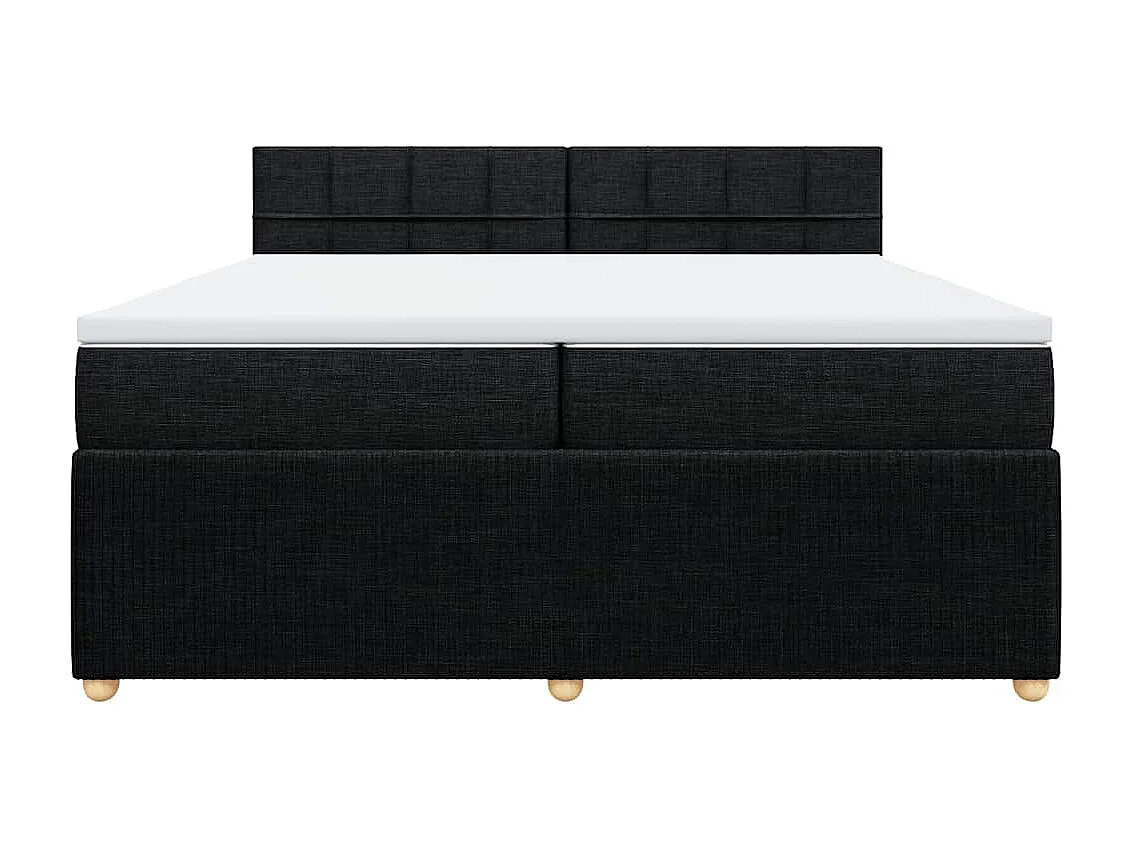 Sommier à lattes de lit avec matelas Noir 200x200 cm Tissu