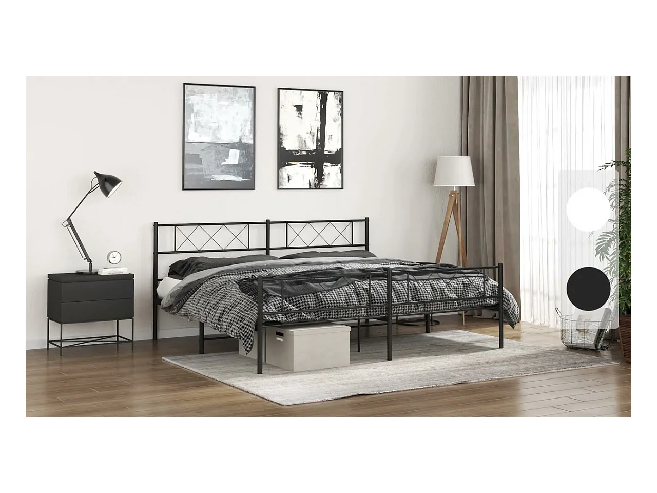 Bedframe met hoofd- en voeteneinde metaal zwart 193x203 cm