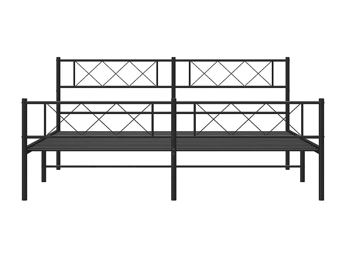 Cadre de lit métal sans matelas avec pied de lit noir 193x203cm