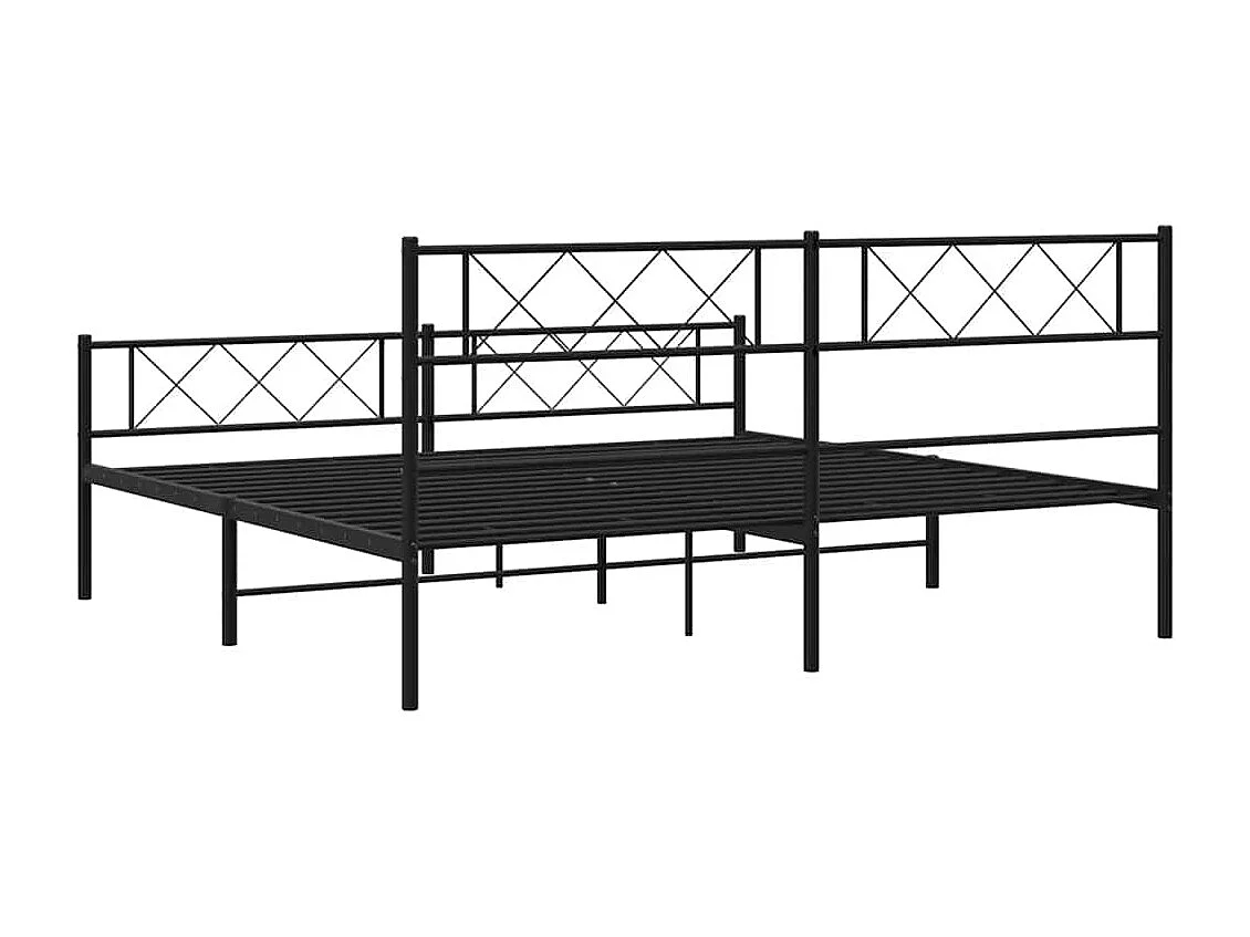 Cadre de lit métal sans matelas avec pied de lit noir 193x203cm