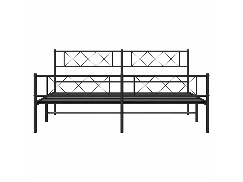 Cadre de lit métal sans matelas avec pied de lit noir 193x203cm