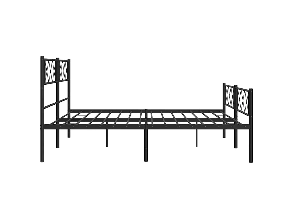 Cadre de lit métal sans matelas avec pied de lit noir 193x203cm