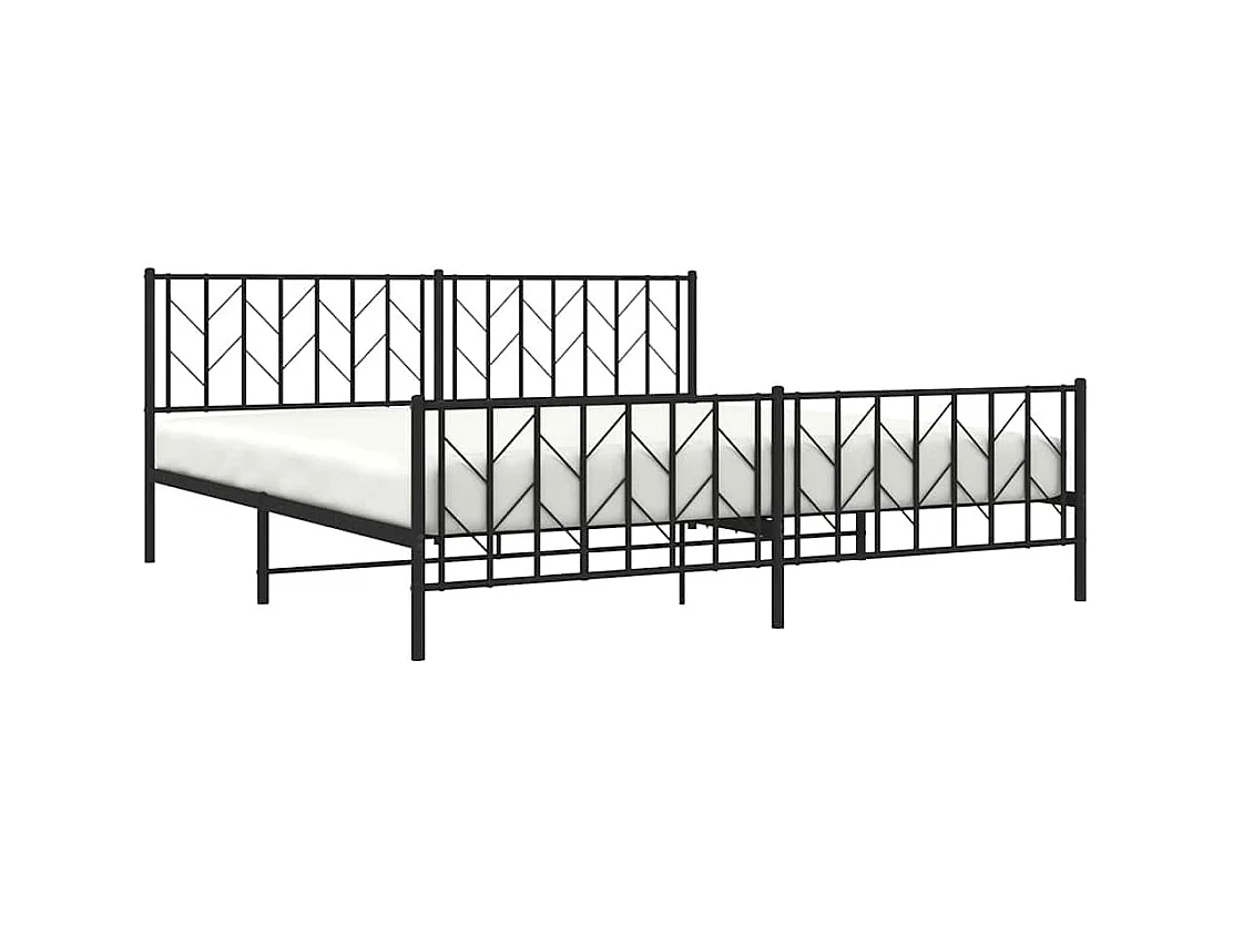 Cadre de lit métal sans matelas avec pied de lit noir 193x203cm