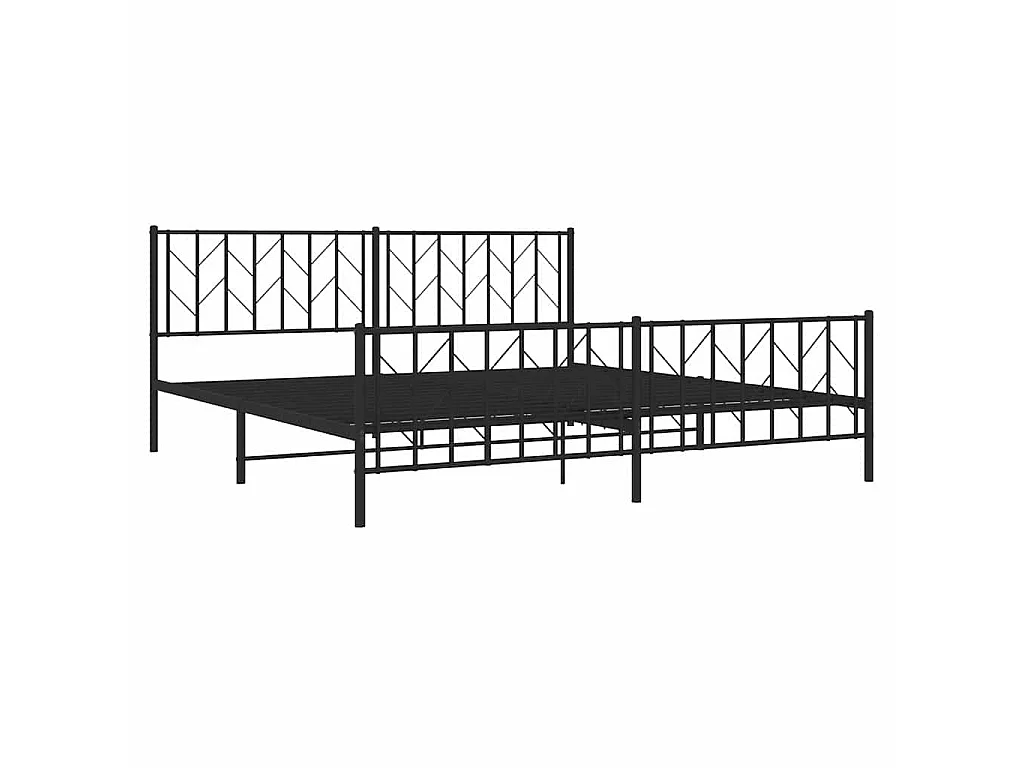 Cadre de lit métal sans matelas avec pied de lit noir 193x203cm