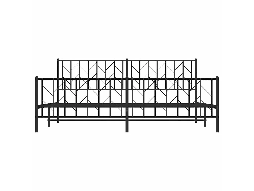 Cadre de lit métal sans matelas avec pied de lit noir 193x203cm