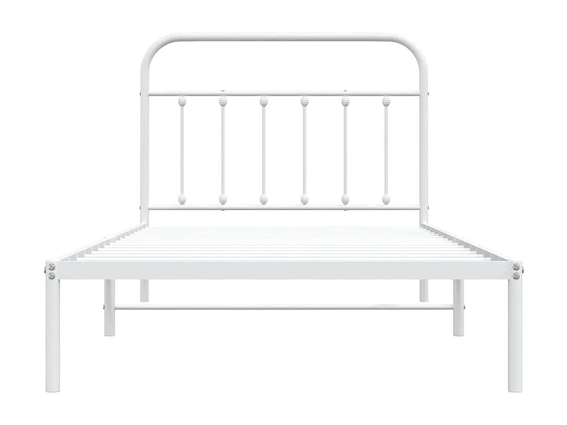 Cadre de lit métal sans matelas et tête de lit blanc 107x203 cm