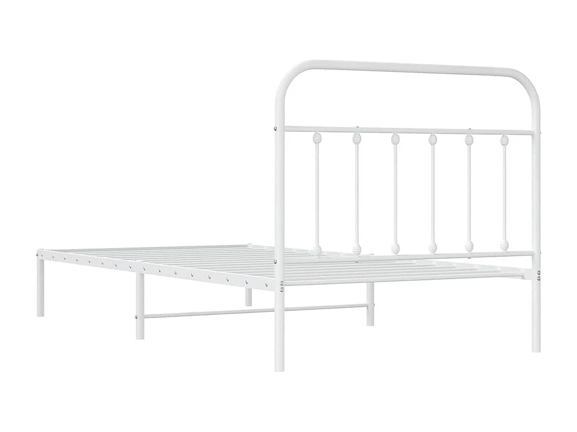 Cadre de lit métal sans matelas et tête de lit blanc 107x203 cm