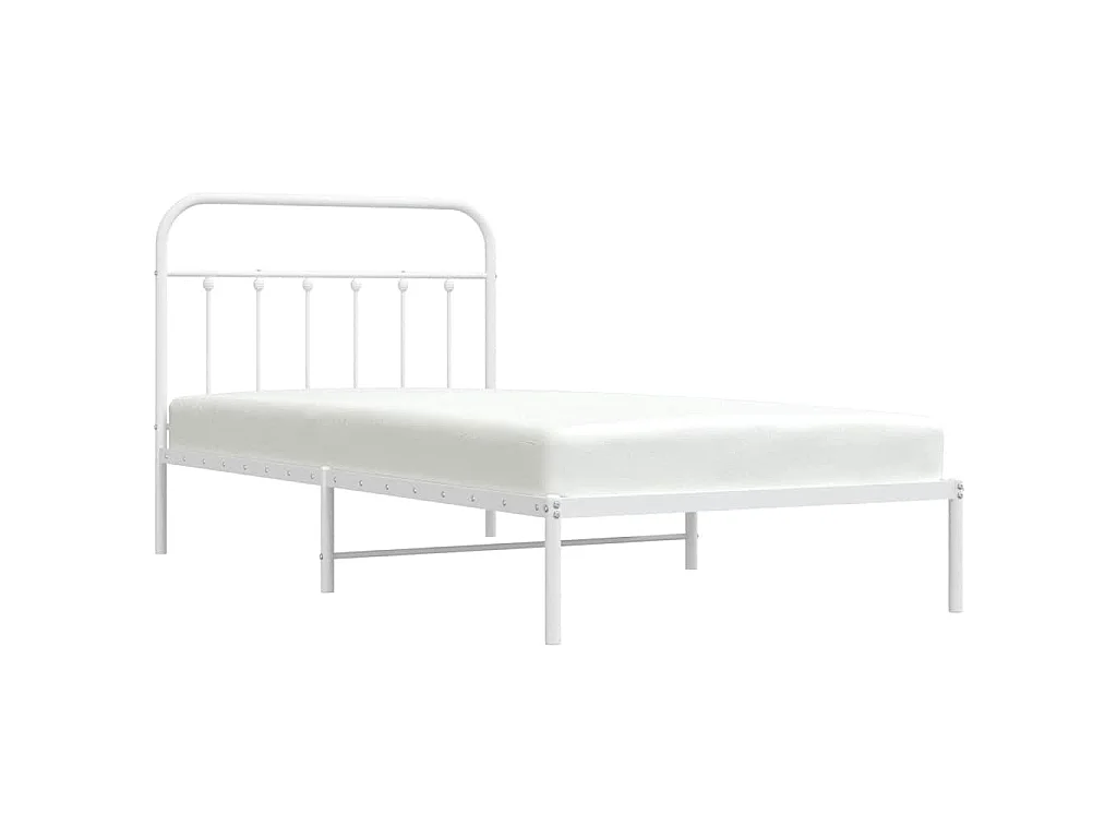 Estrutura de cama em metal com cabeceira 107x203 cm branco