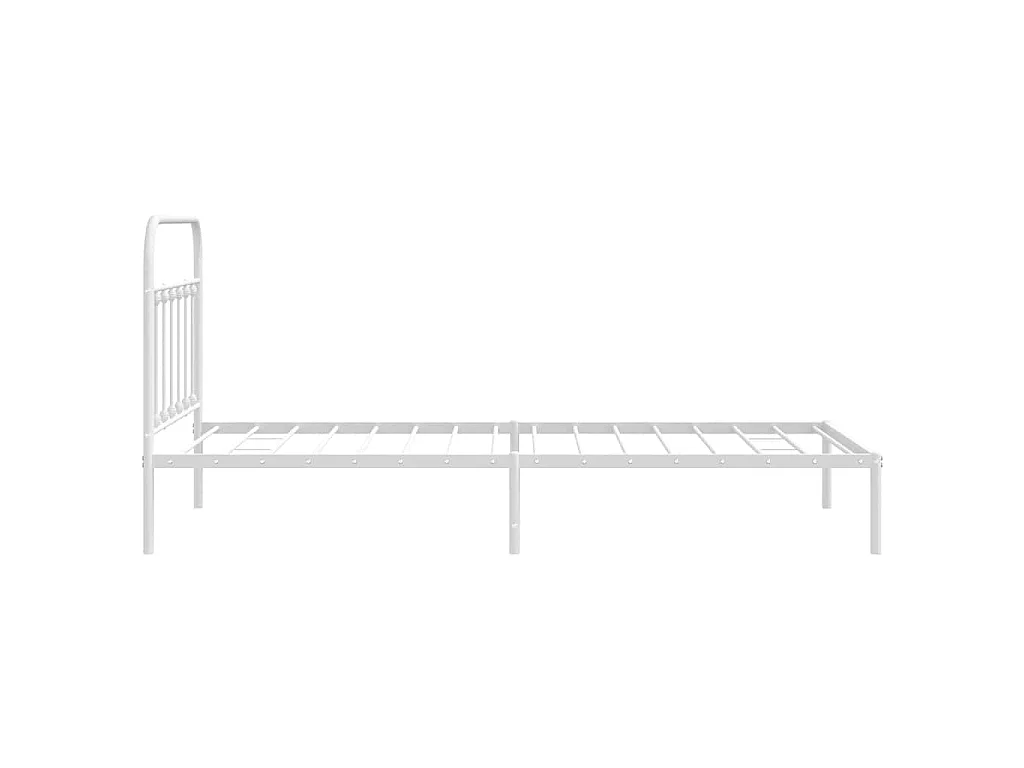 Cadre de lit métal sans matelas et tête de lit blanc 107x203 cm