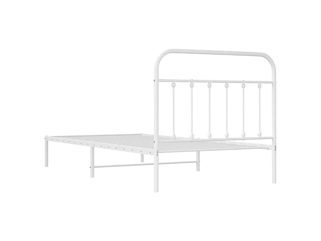 Cadre de lit métal sans matelas et tête de lit blanc 107x203 cm