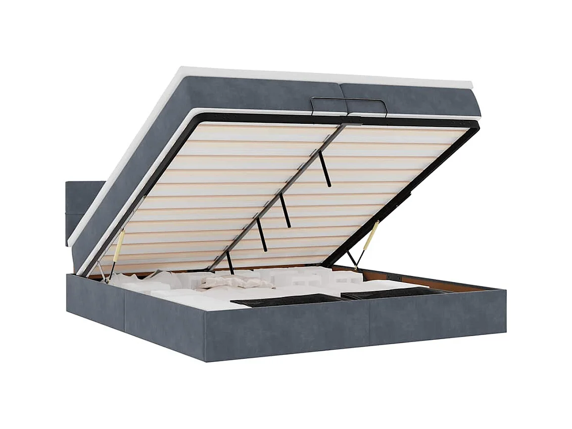 Cadre de lit ottoman avec matelas gris foncé 200x200 cm velours