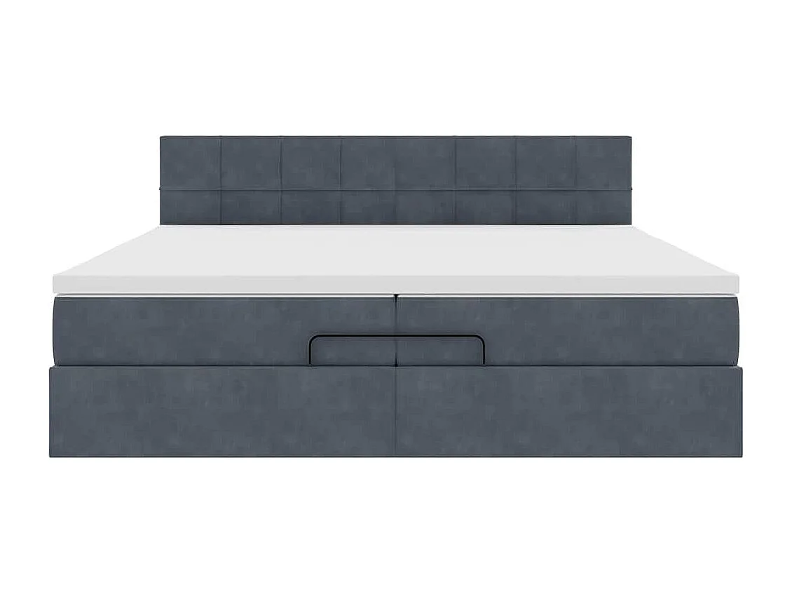 Cadre de lit ottoman avec matelas gris foncé 200x200 cm velours