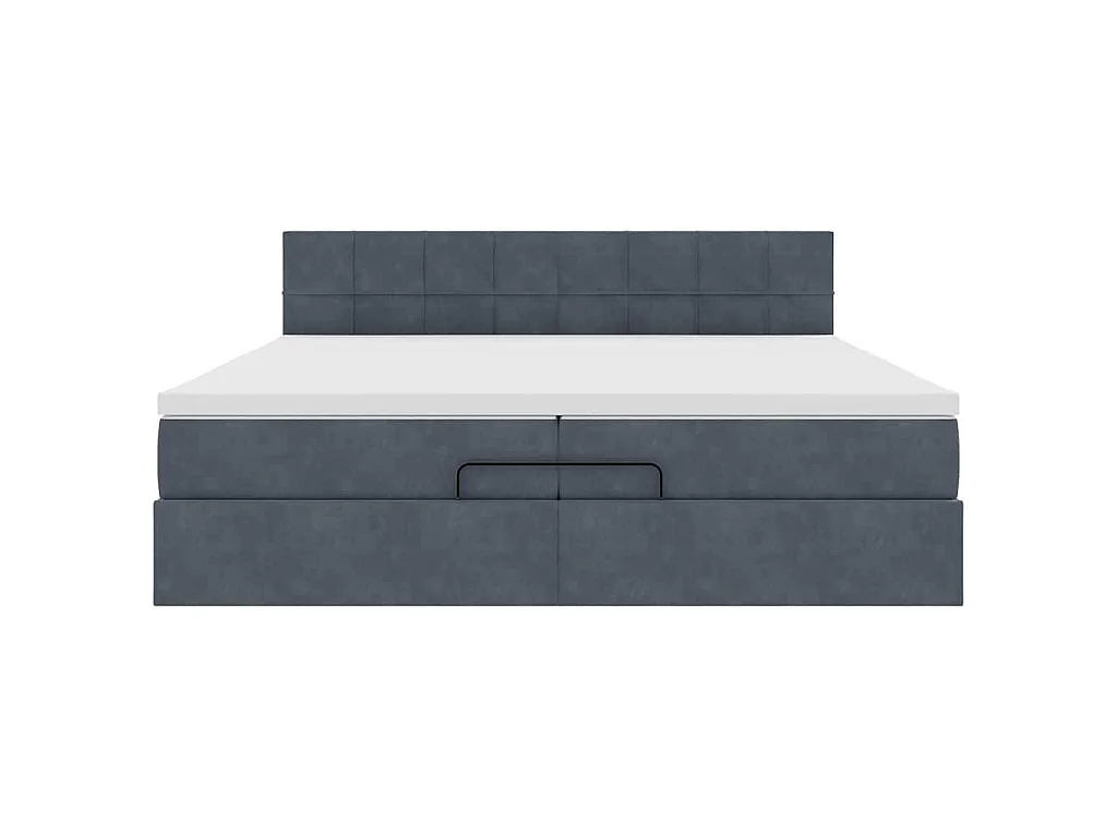 Cadre de lit ottoman avec matelas gris foncé 200x200 cm velours