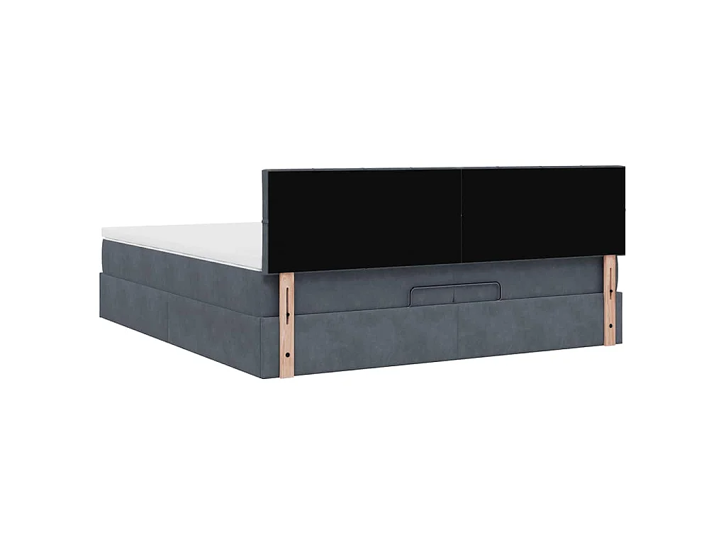 Cadre de lit ottoman avec matelas gris foncé 200x200 cm velours