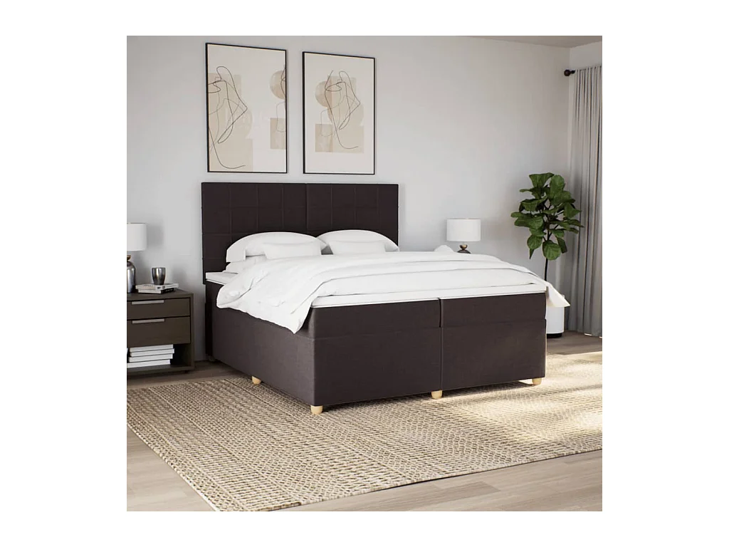 Sommier à lattes de lit avec matelas Marron foncé 200x200 cm