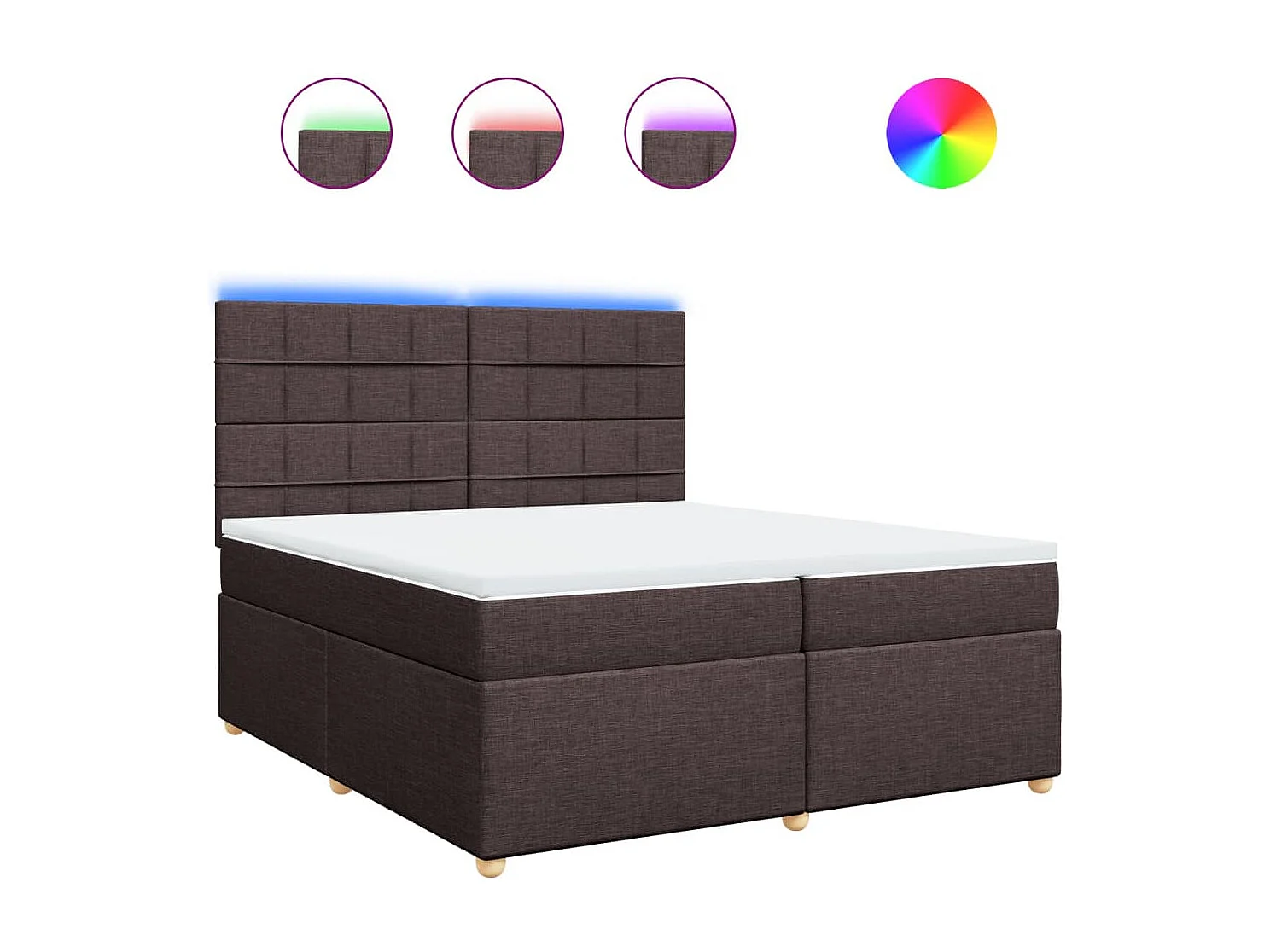 Cama box spring con colchón tela marrón oscuro 200x200 cm