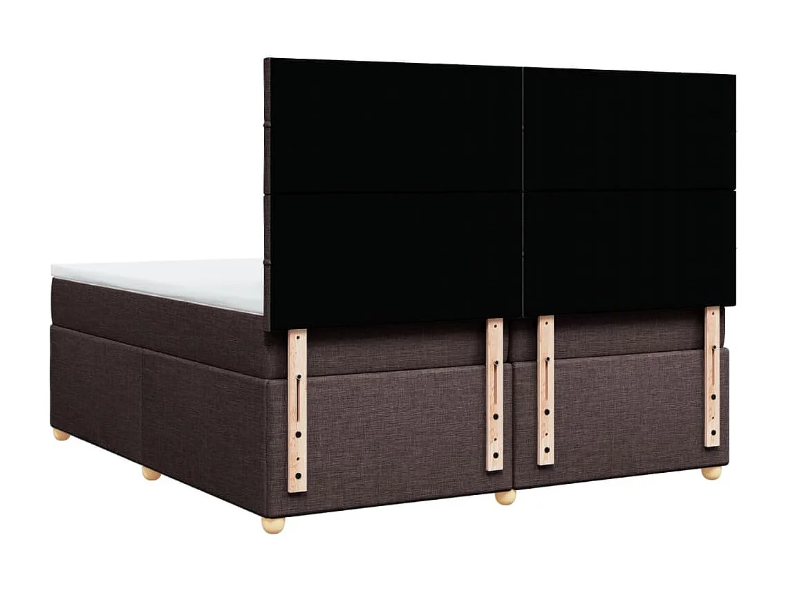 Cama box spring con colchón tela marrón oscuro 200x200 cm