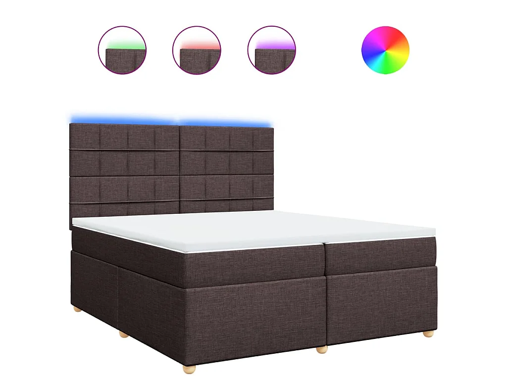 Cama box spring con colchón tela marrón oscuro 200x200 cm