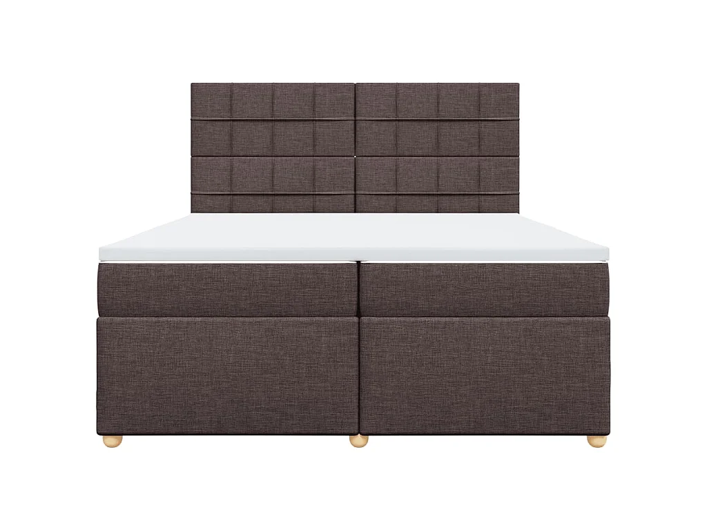 Cama box spring con colchón tela marrón oscuro 200x200 cm