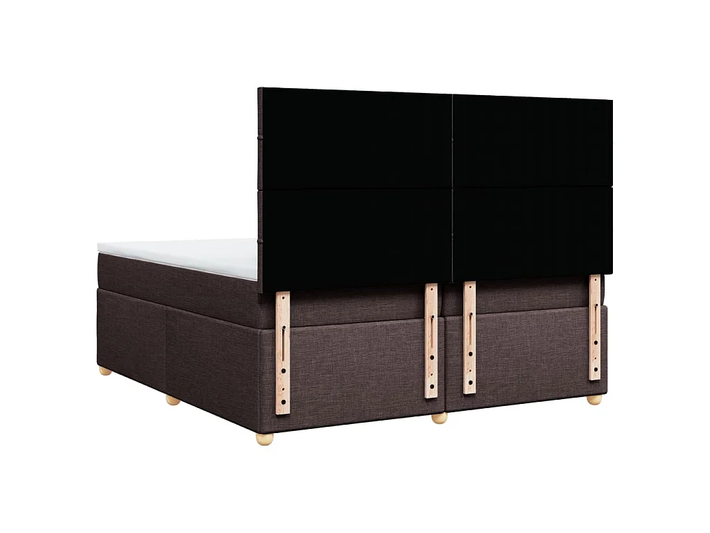 Cama box spring con colchón tela marrón oscuro 200x200 cm