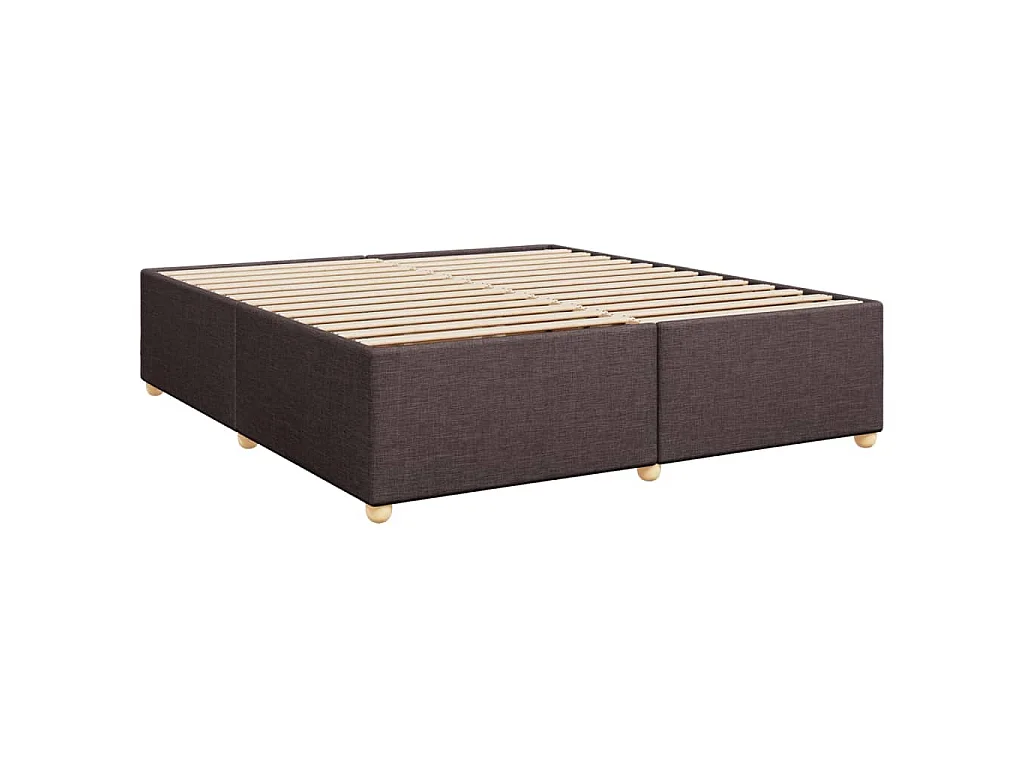 Cama box spring con colchón tela marrón oscuro 200x200 cm