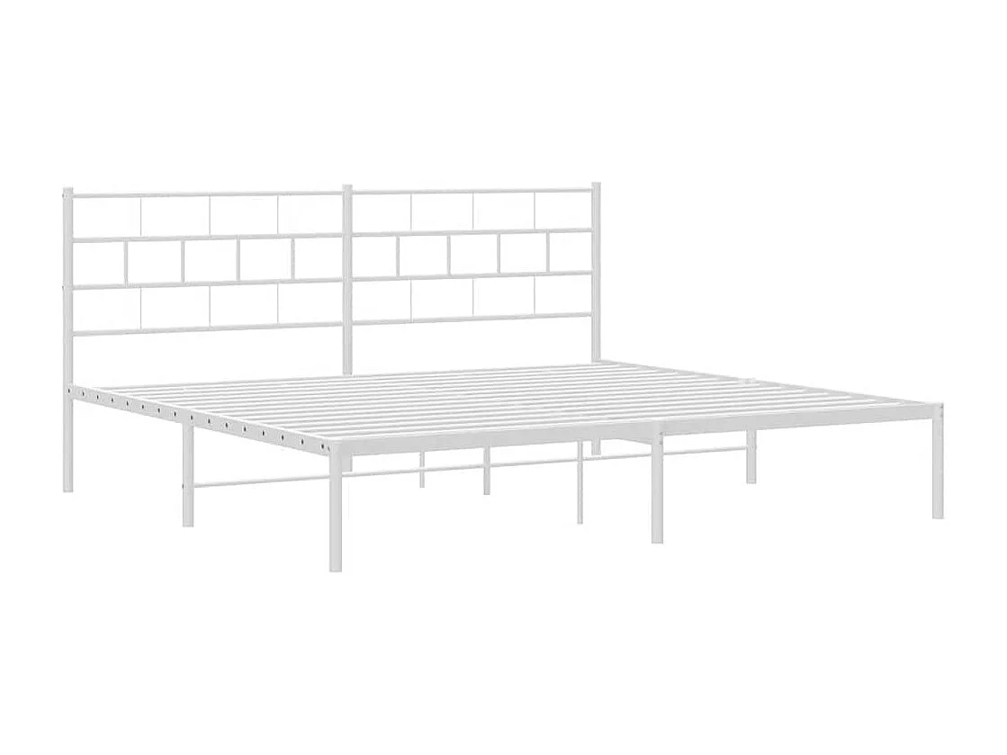 Cadre de lit métal sans matelas et tête de lit blanc 193x203 cm