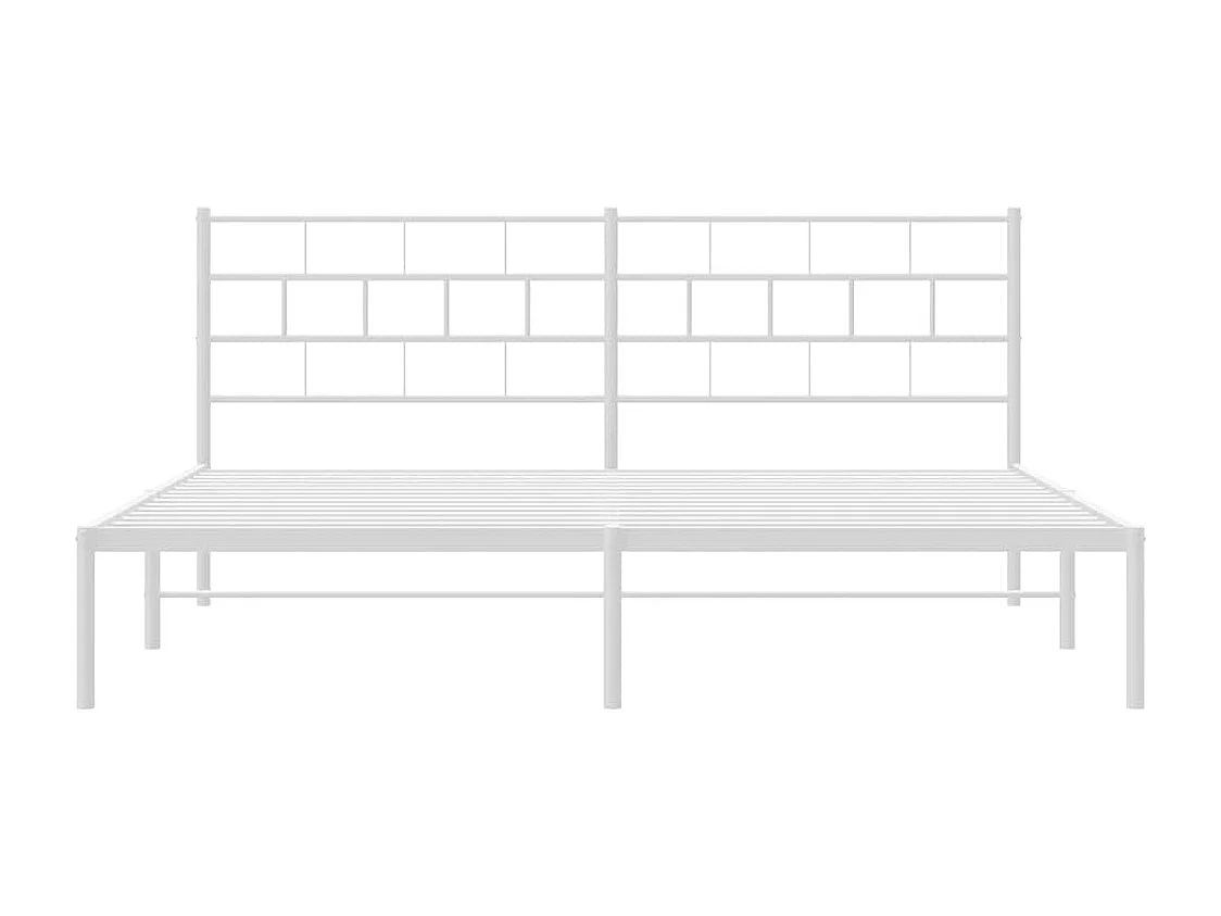 Cadre de lit métal sans matelas et tête de lit blanc 193x203 cm