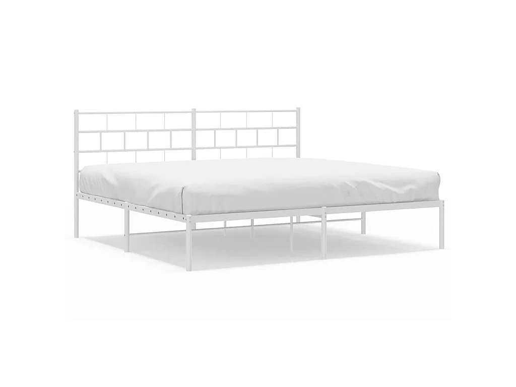 Cadre de lit métal sans matelas et tête de lit blanc 193x203 cm