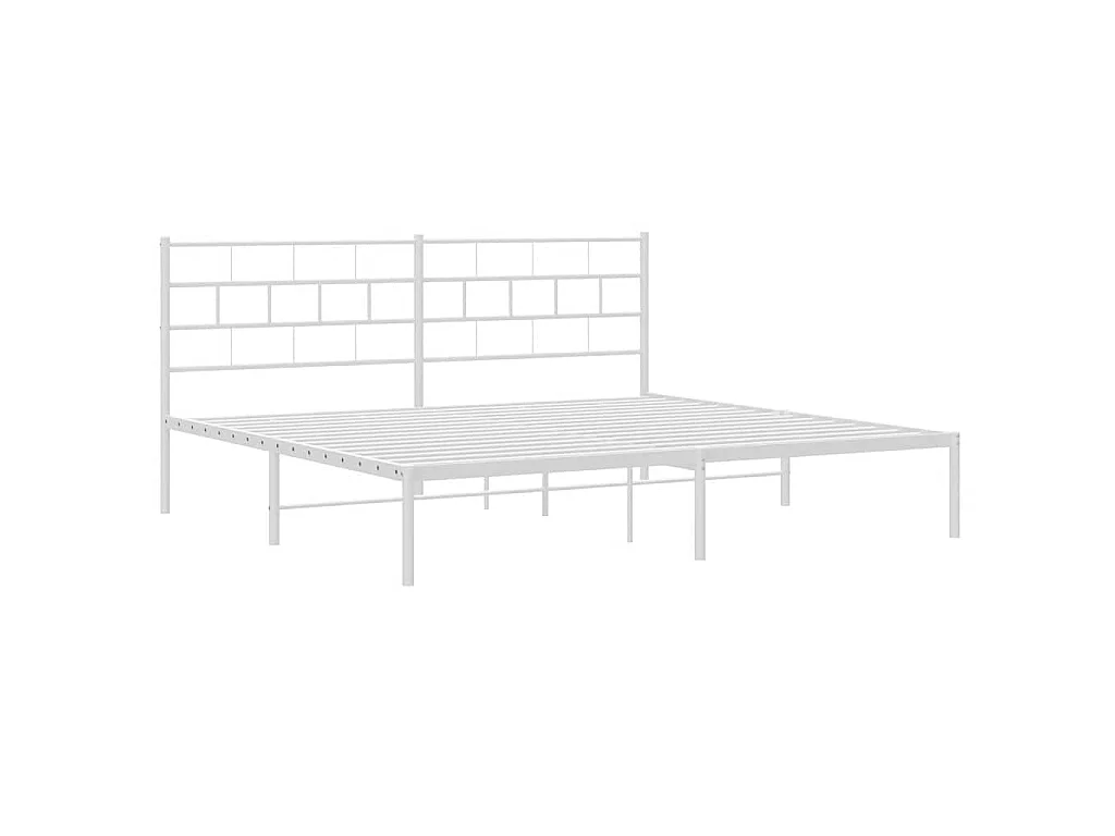 Cadre de lit métal sans matelas et tête de lit blanc 193x203 cm