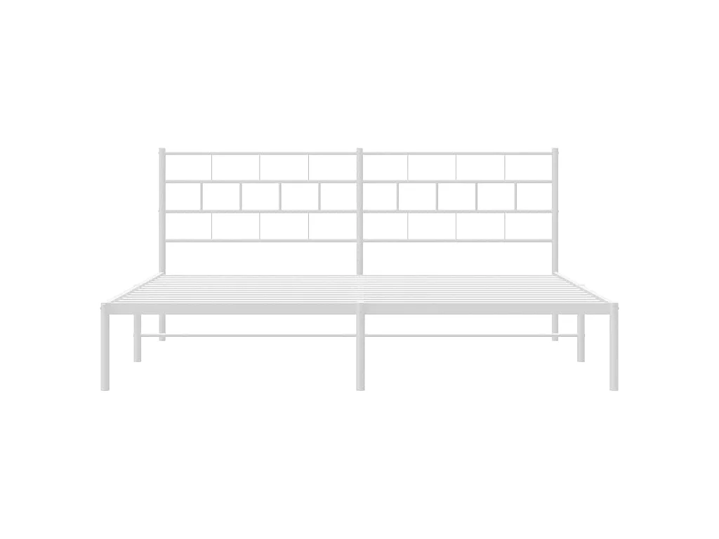 Cadre de lit métal sans matelas et tête de lit blanc 193x203 cm
