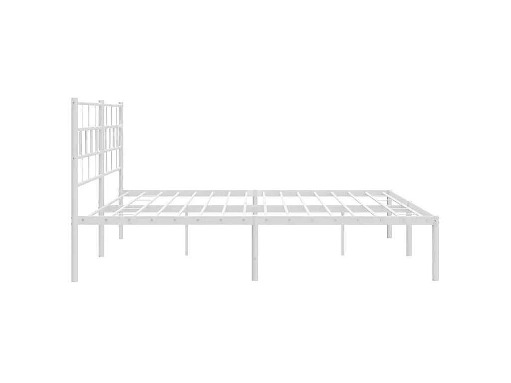 Cadre de lit métal sans matelas et tête de lit blanc 193x203 cm