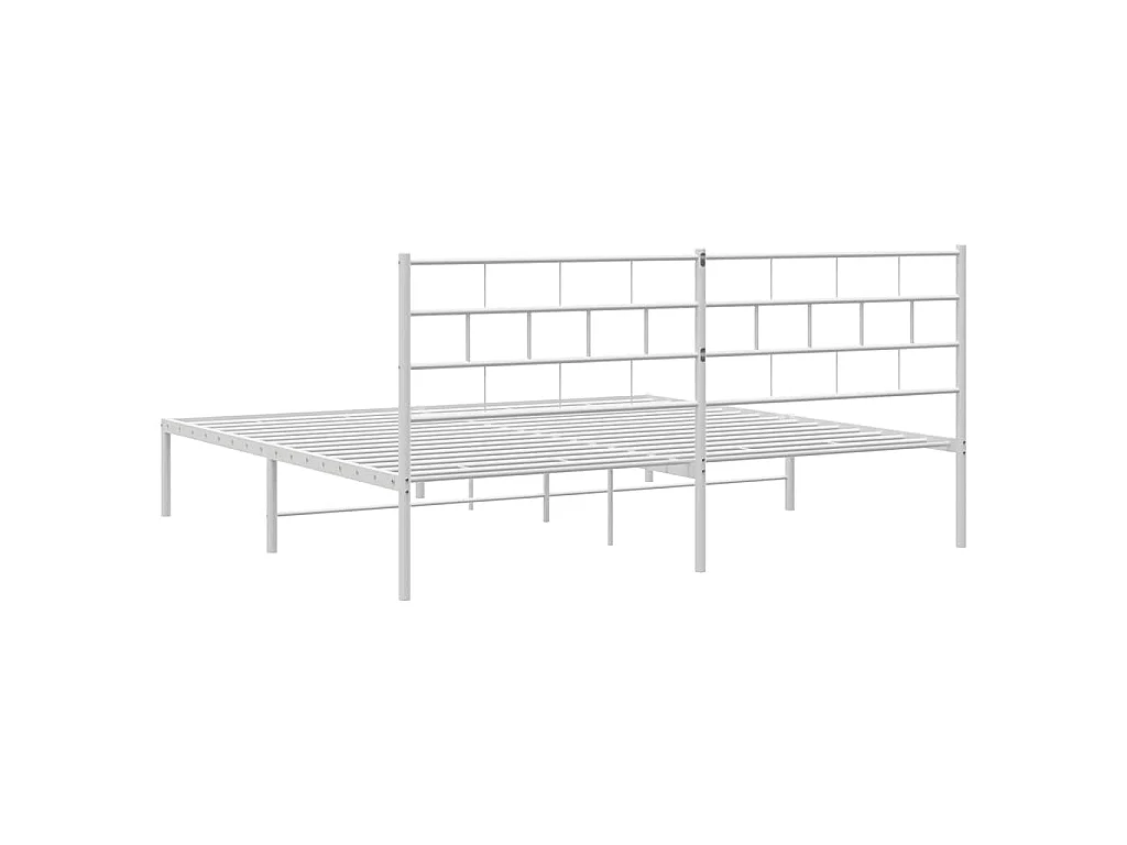 Cadre de lit métal sans matelas et tête de lit blanc 193x203 cm